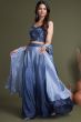 Navy Blue Embroidered Indowestern Set With Stylish Koti