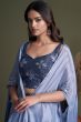 Navy Blue Embroidered Indowestern Set With Stylish Koti