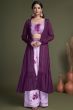 Dark Purple Indowestern Set With Stylish Koti
