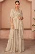 Cream Georgette Embroidered Designer Palazzo Set