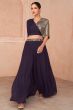 Purple Georgette Embroidered Palazzo Set