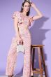 Peach Floral Printed Crepe Co-ord Set