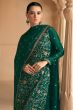 Deep Green Zari Work Embroidered Silk Salwar Suit