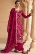 Deep Pink Zari Work Embroidered Silk Salwar Suit