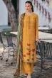 Mustard Yellow Bemberg Muslin Print With Embroidered Salwar Suit