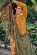 Mustard Yellow Bemberg Muslin Print With Embroidered Salwar Suit