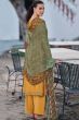 Mustard Yellow Bemberg Muslin Print With Embroidered Salwar Suit