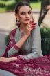 Grey Bemberg Muslin Print With Embroidered Salwar Suit