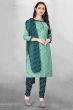 Sea Green Cotton Printed Churidar Suit