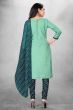 Sea Green Cotton Printed Churidar Suit