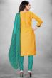 Mustard Cotton Printed Churidar Suit