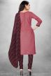 Pink Cotton Printed Churidar Suit
