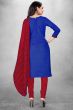Blue Cotton Printed Churidar Suit