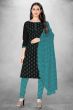 Black Cotton Printed Churidar Suit
