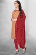 Peach Cotton Printed Churidar Suit