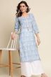 Powder Blue Kurti With Embroidery