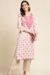White Kurti With Pink Embroidery