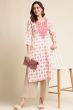 White Kurti With Red Embroidery
