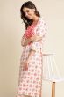 White Kurti With Red Embroidery