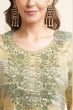 Green Embroidered Straight Cut Kurti