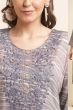Grey Embroidered Straight Cut Kurti