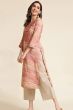 Peach Embroidered Straight Cut Kurti