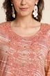 Peach Embroidered Straight Cut Kurti