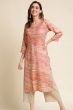 Peach Embroidered Straight Cut Kurti