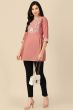 Peach Color Embroidered Short Kurti