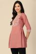 Peach Color Embroidered Short Kurti