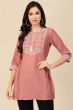 Peach Color Embroidered Short Kurti