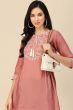 Peach Color Embroidered Short Kurti
