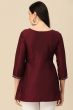 Wine Color Embroidered Short Kurti