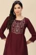 Wine Color Embroidered Short Kurti