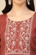 Brown Color Embroidered Short Kurti