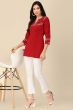 Red Color Embroidered Short Kurti