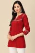 Red Color Embroidered Short Kurti
