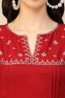 Red Color Embroidered Short Kurti