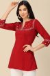 Red Color Embroidered Short Kurti