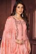 Salmon Pink Embroidered Churidar Suit