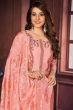 Salmon Pink Embroidered Churidar Suit