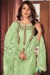 Pistachio Green Embroidered Churidar Suit
