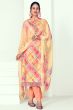Peach Pure Cotton Multicolor Salwar Suit With Digital Print