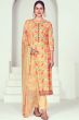 Light Yellow Cotton Multicolor Salwar Suit With Digital Print