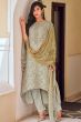 Greenish Grey Printed Trail Cut Trouser Suit