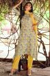 Yellow Cotton Trouser Suit With Light Blue Floral Print 