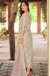 Cream Cotton Trouser Suit With Light Lavender Floral Print 