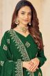 Dark Green Embroidered Silk Trouser Suit