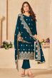 Blue Santoon Embroidered Trouser Suit
