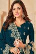 Blue Santoon Embroidered Trouser Suit